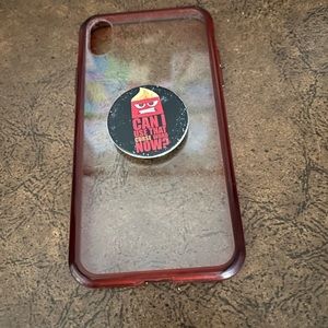 Red iPhone XR case with Pop Socket